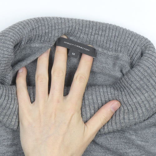 French Connection Women's Grey Roll Neck Wool Blend Jumper M
