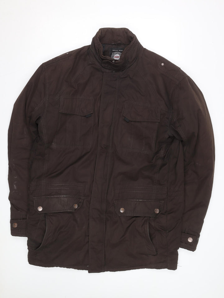 KAM Men Brown 2XL Parka Jacket Cotton Polyester Lined Zip Casual