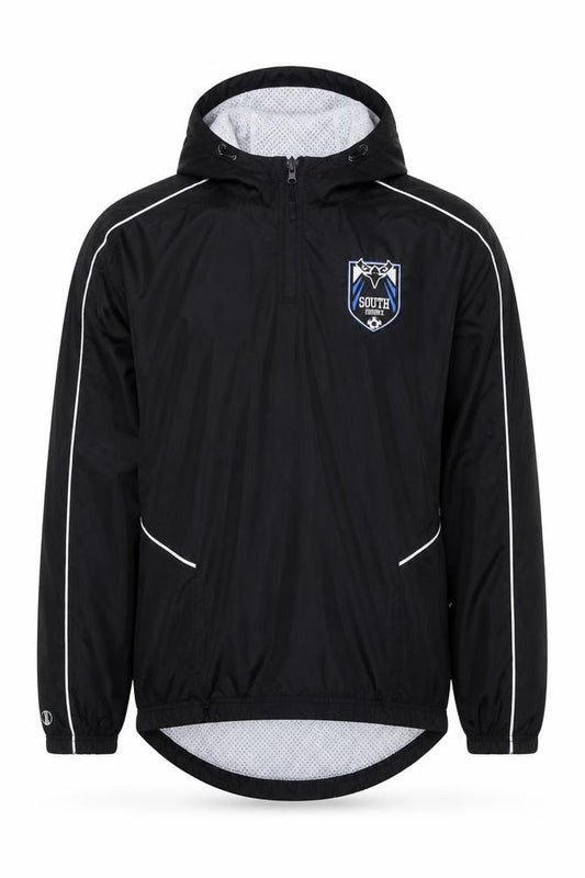 Front view of Holloway Men's Black L Windbreaker Jacket Hooded Sportswear