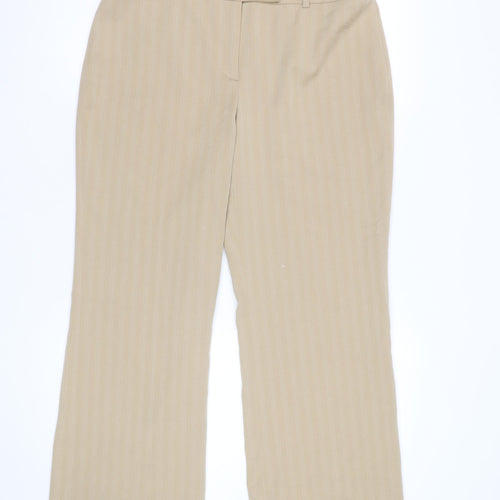 Beechbrook Women's Beige Pinstripe Trousers Size 10 Straight Leg