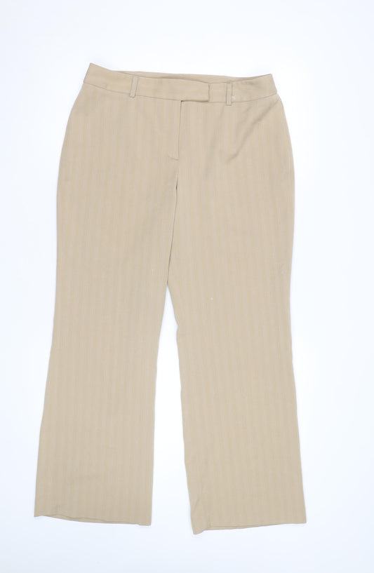 Beechbrook Women's Beige Pinstripe Trousers Size 10 Straight Leg