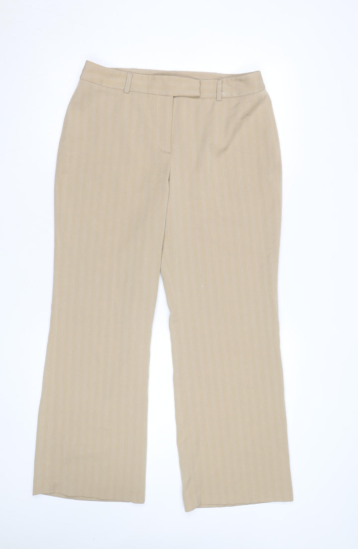 Beechbrook Women's Beige Pinstripe Trousers Size 10 Straight Leg