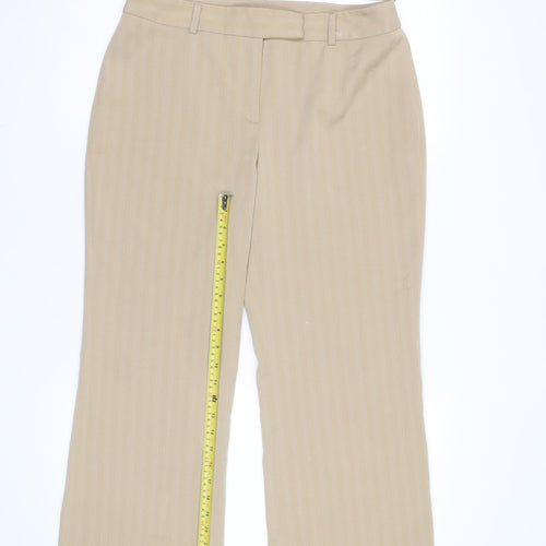 Beechbrook Women's Beige Pinstripe Trousers Size 10 Straight Leg