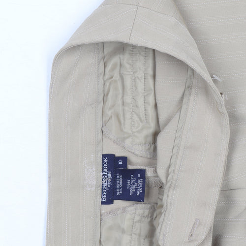 Beechbrook Women's Beige Pinstripe Trousers Size 10 Straight Leg