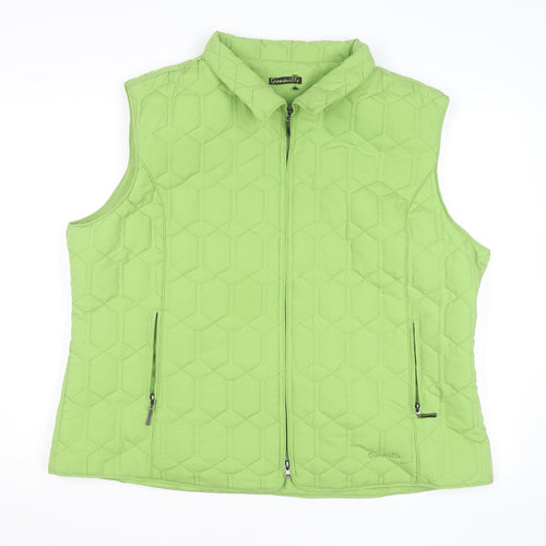 Grenouille Womens Green Quilted Waistcoat Size 20 Sleeveless Zip Pockets