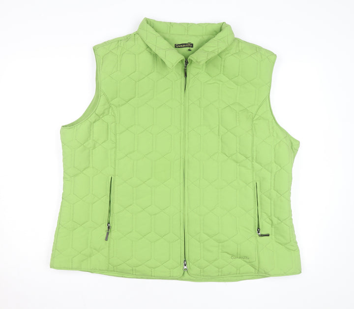 Grenouille Womens Green Quilted Waistcoat Size 20 Sleeveless Zip Pockets