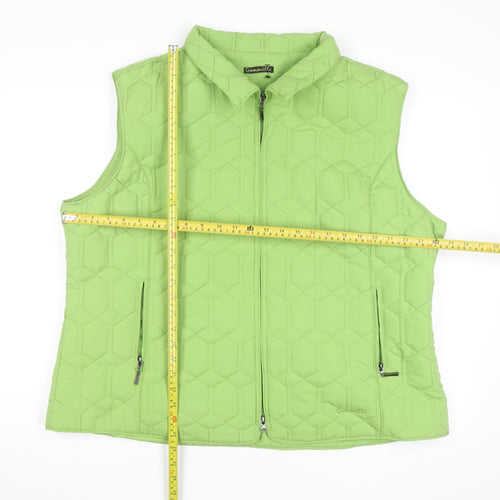 Grenouille Womens Green Quilted Waistcoat Size 20 Sleeveless Zip Pockets
