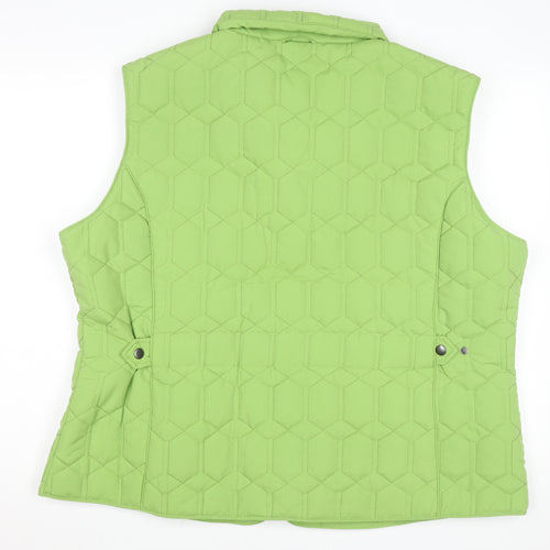Grenouille Womens Green Quilted Waistcoat Size 20 Sleeveless Zip Pockets