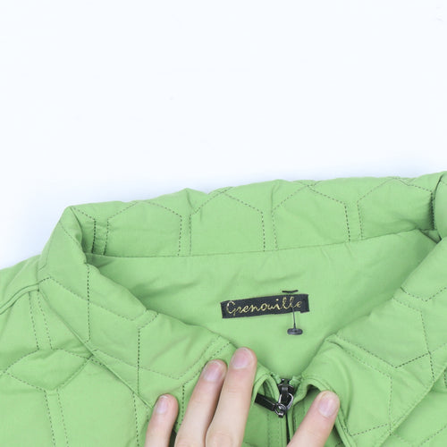 Grenouille Womens Green Quilted Waistcoat Size 20 Sleeveless Zip Pockets