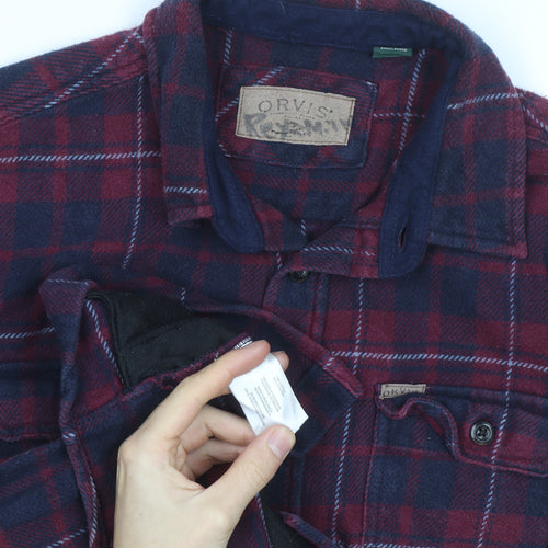 Orvis Men's Red Check Flannel Long Sleeve Button-Up Shirt Size L