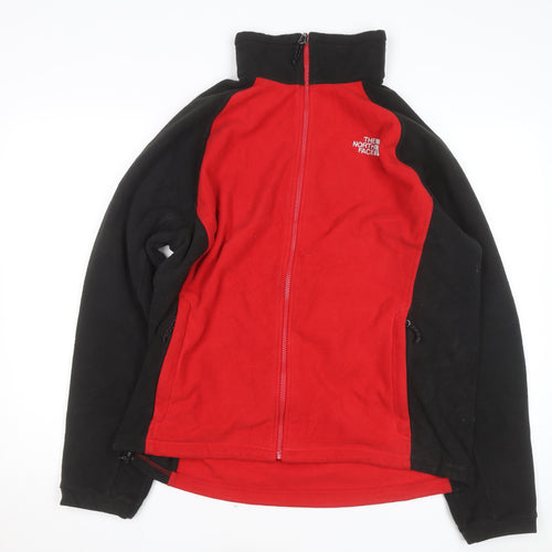 The North Face Men's Red and Black Full Zip Fleece Jacket Size L