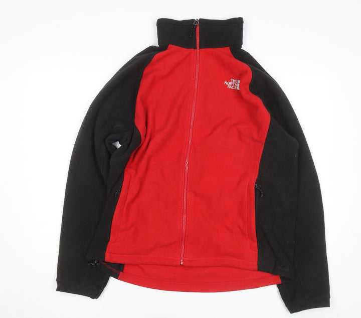 The North Face Men's Red and Black Full Zip Fleece Jacket Size L