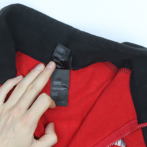 The North Face Men's Red and Black Full Zip Fleece Jacket Size L