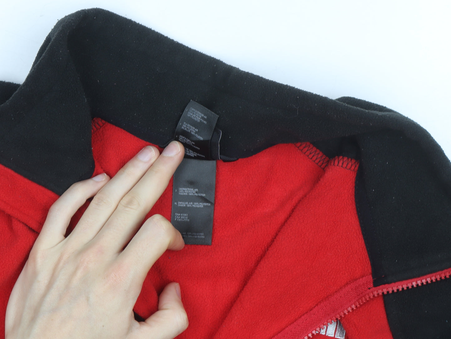 The North Face Men's Red and Black Full Zip Fleece Jacket Size L