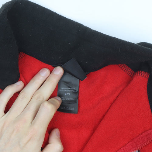 The North Face Men's Red and Black Full Zip Fleece Jacket Size L