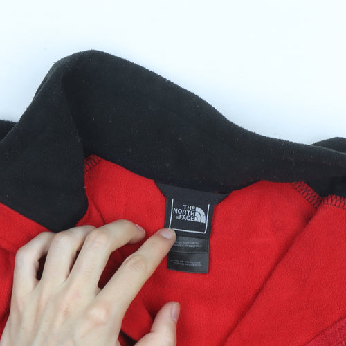 The North Face Men's Red and Black Full Zip Fleece Jacket Size L