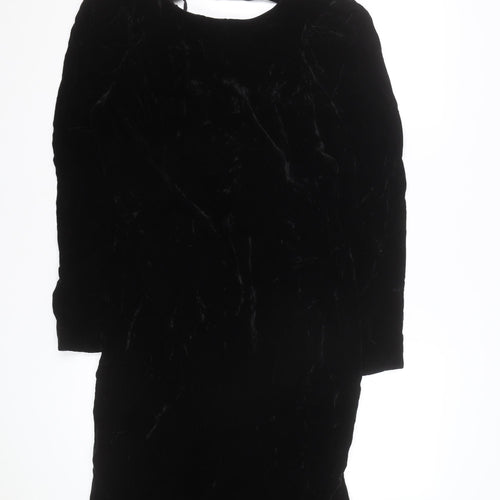 Galleria Women’s Black Velvet Bodycon Dress Size M Long Sleeve Vintage