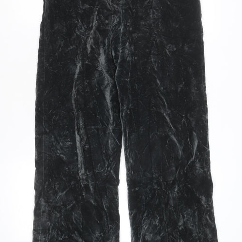 Bonwit Teller Womens Black Velvet Wide-Leg High Rise Formal Trousers Size 10