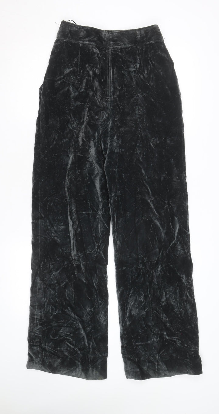 Bonwit Teller Womens Black Velvet Wide-Leg High Rise Formal Trousers Size 10