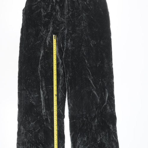 Bonwit Teller Womens Black Velvet Wide-Leg High Rise Formal Trousers Size 10