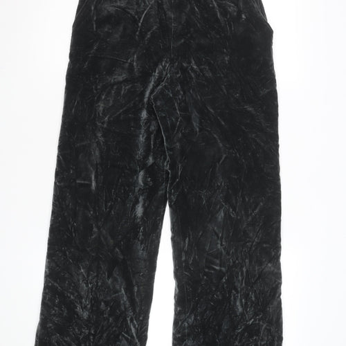 Bonwit Teller Womens Black Velvet Wide-Leg High Rise Formal Trousers Size 10