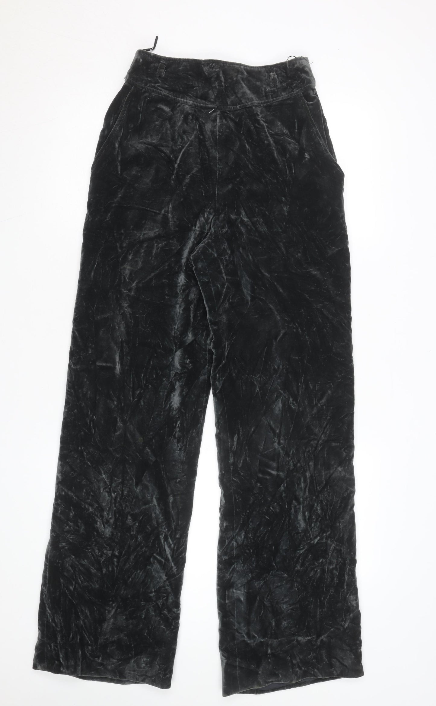 Bonwit Teller Womens Black Velvet Wide-Leg High Rise Formal Trousers Size 10