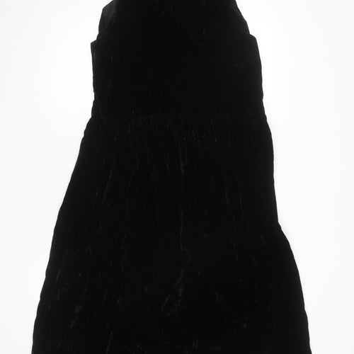 Lands' End Women's Black Velvet A-Line Sleeveless Dress Size 12