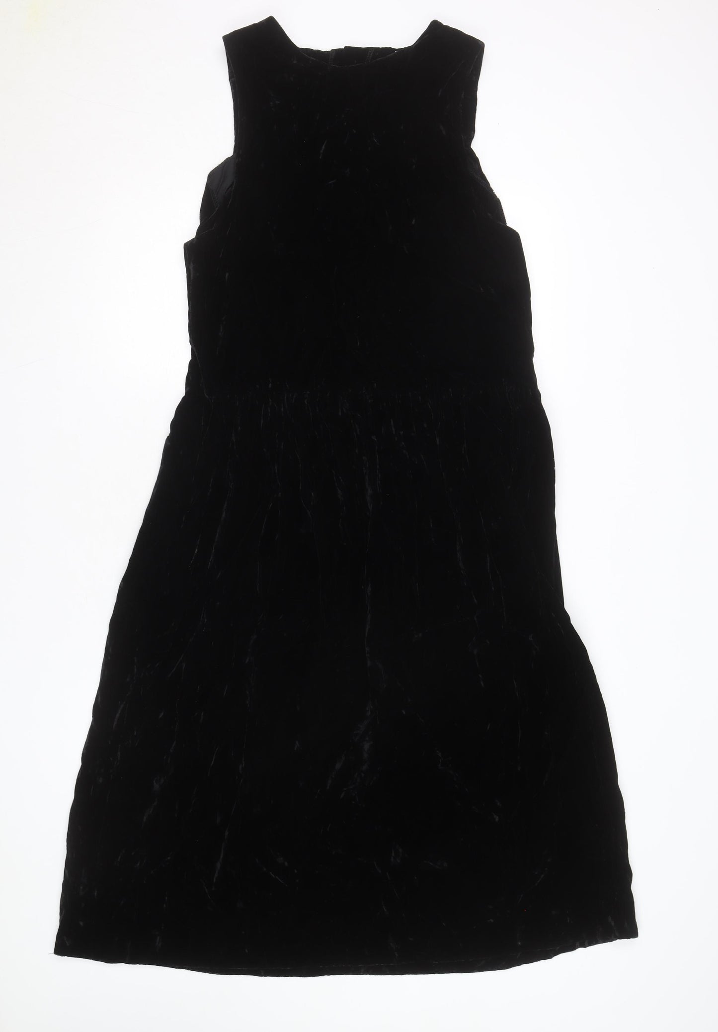 Lands' End Women's Black Velvet A-Line Sleeveless Dress Size 12