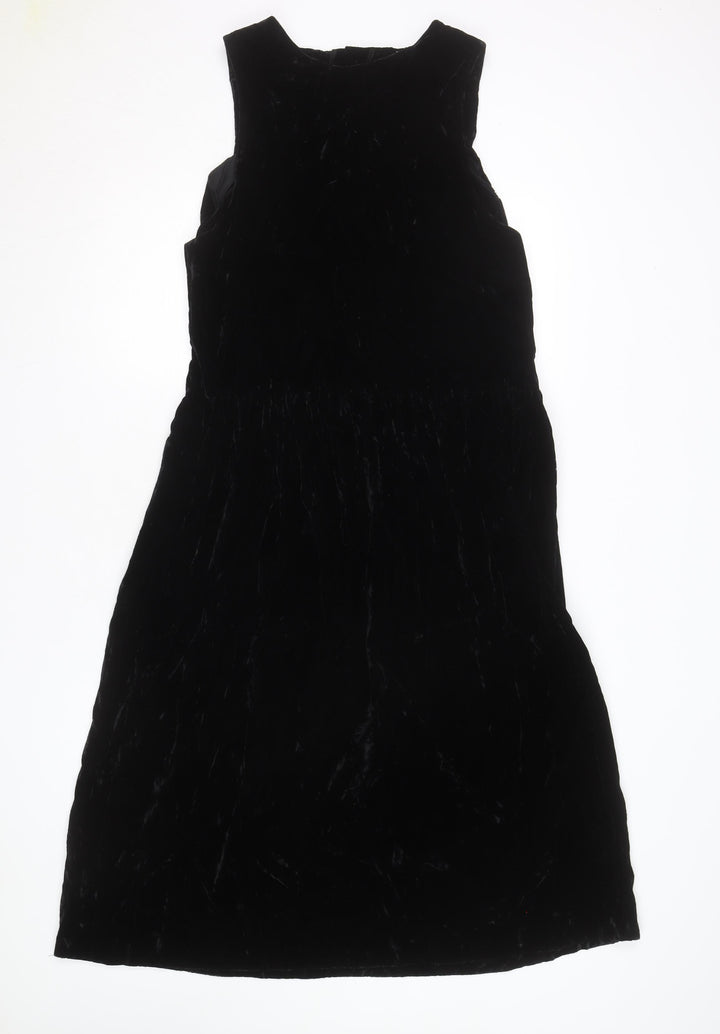 Lands' End Women's Black Velvet A-Line Sleeveless Dress Size 12