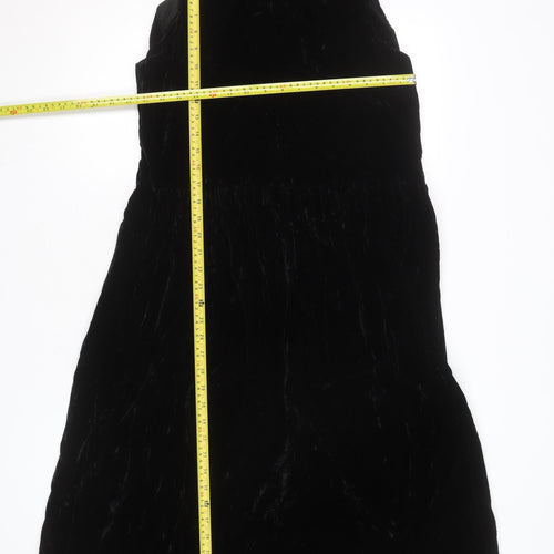 Lands' End Women's Black Velvet A-Line Sleeveless Dress Size 12
