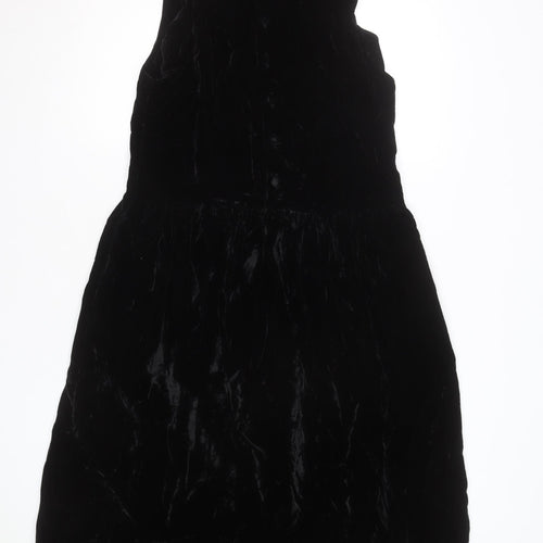 Lands' End Women's Black Velvet A-Line Sleeveless Dress Size 12