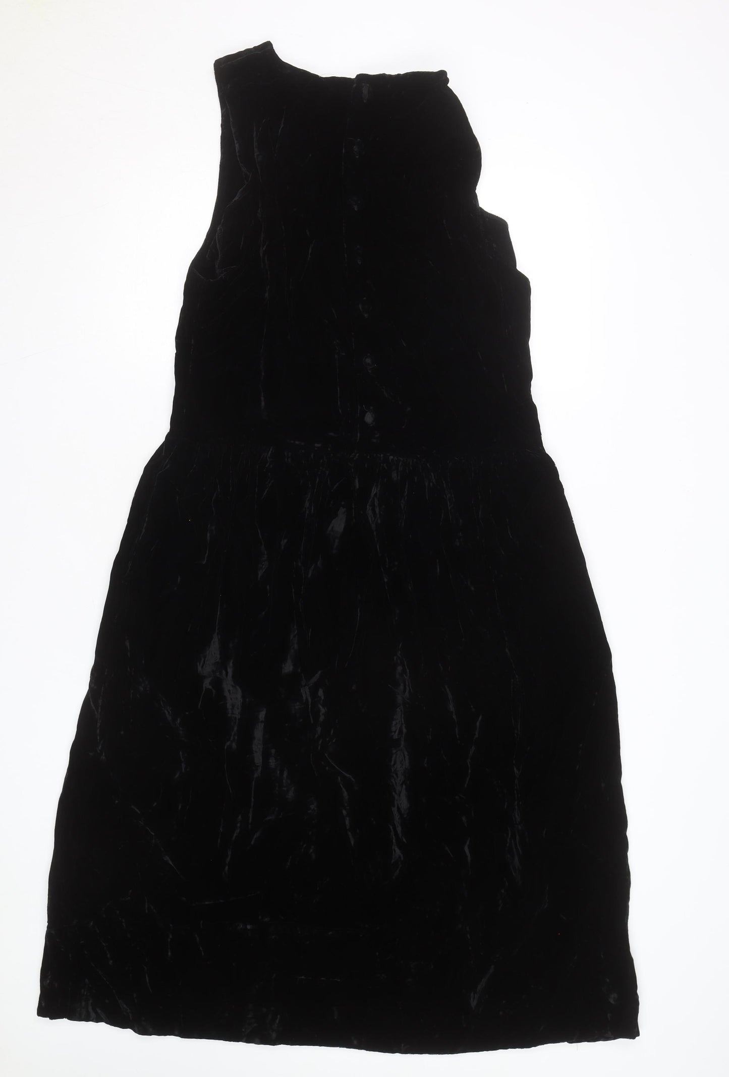 Lands' End Women's Black Velvet A-Line Sleeveless Dress Size 12
