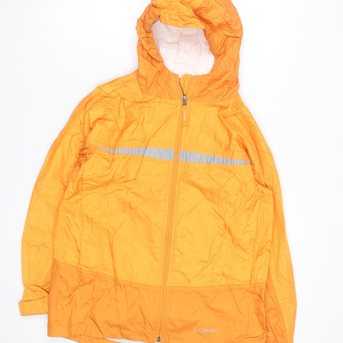 L.L.Bean Women's Orange Hooded Windbreaker Jacket XL Lightweight Waterproof