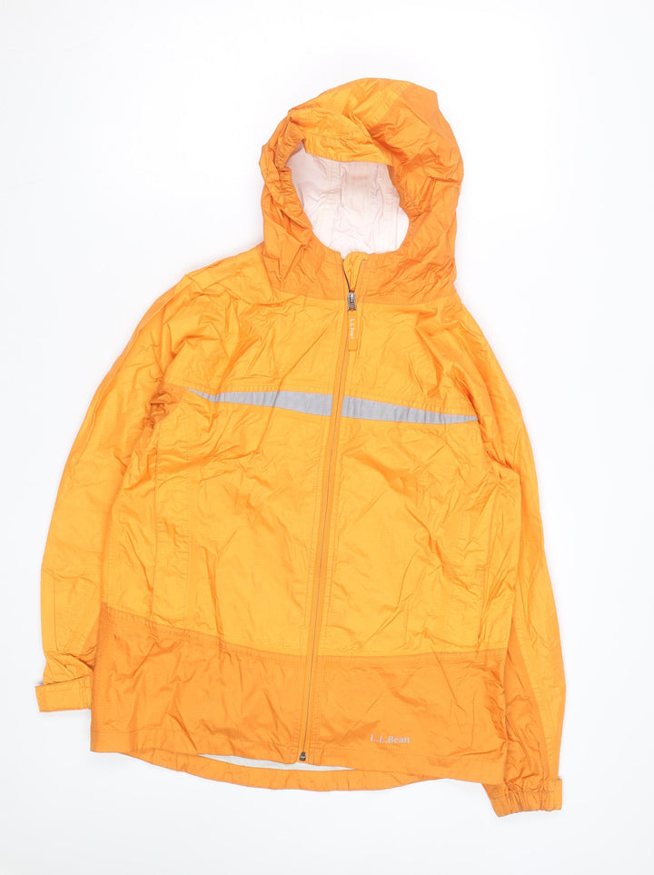 L.L.Bean Women's Orange Hooded Windbreaker Jacket XL Lightweight Waterproof