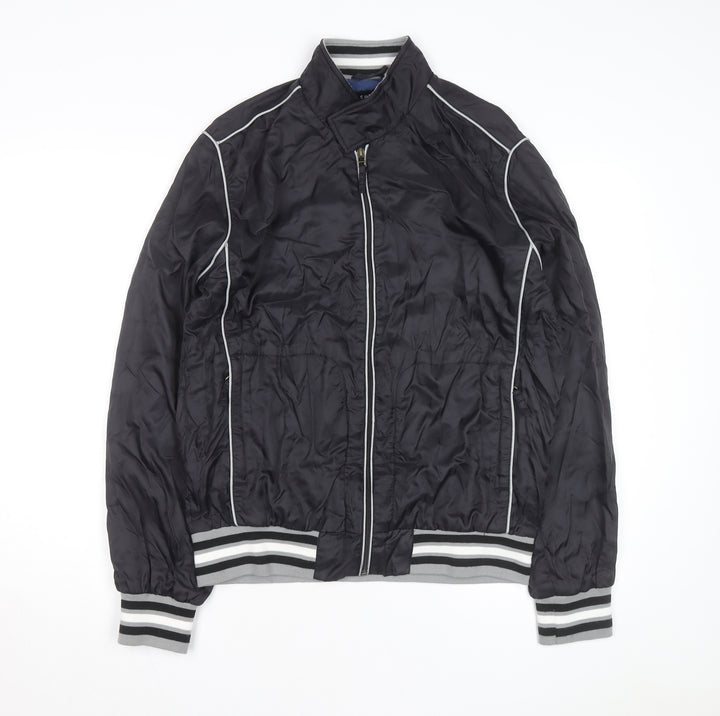 LE MERCIER Mens Black L Bomber Jacket Polyester Zip Casual