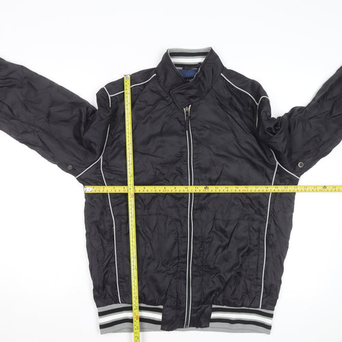 LE MERCIER Mens Black L Bomber Jacket Polyester Zip Casual