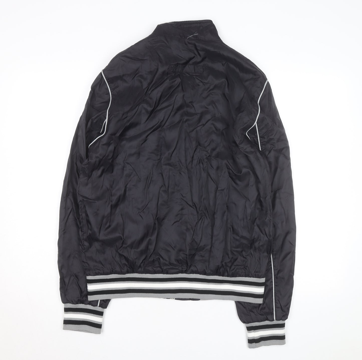LE MERCIER Mens Black L Bomber Jacket Polyester Zip Casual