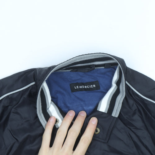 LE MERCIER Mens Black L Bomber Jacket Polyester Zip Casual