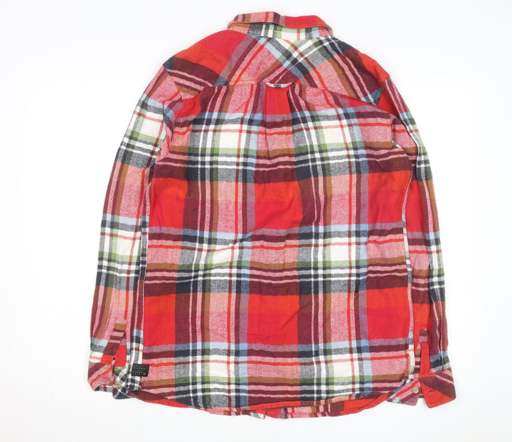Quiksilver Men's Red Checked Flannel Button-Up Shirt M