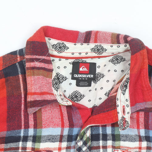 Quiksilver Men's Red Checked Flannel Button-Up Shirt M