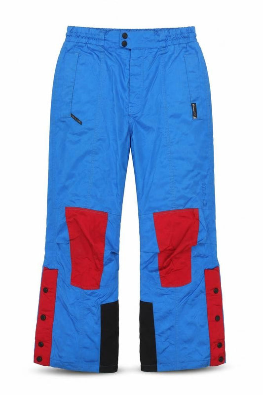Front view of Couloir Men's Blue Red Snow Pants, size 38, Insulated Waterproof