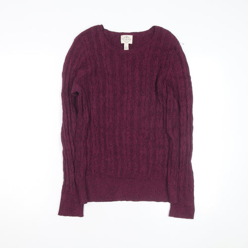 St. John's Bay Men's Purple Cable-Knit Cotton Jumper Size L