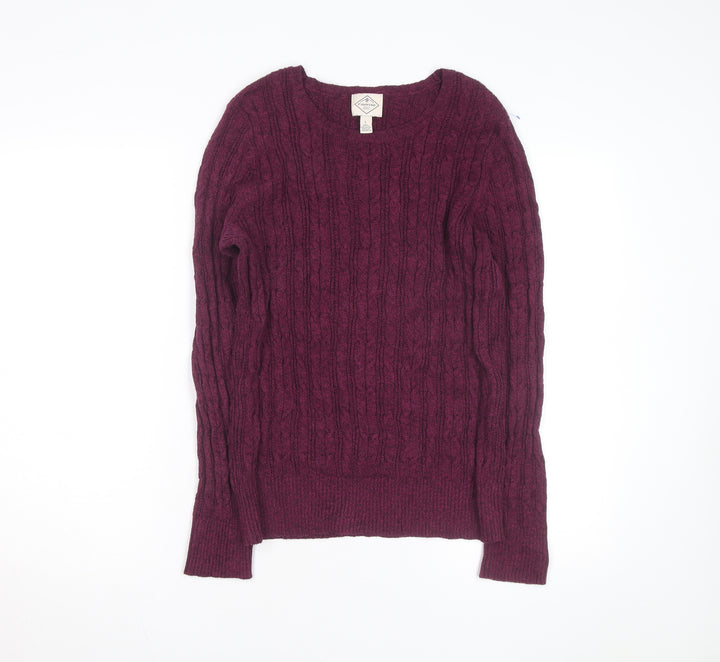 St. John's Bay Men's Purple Cable-Knit Cotton Jumper Size L