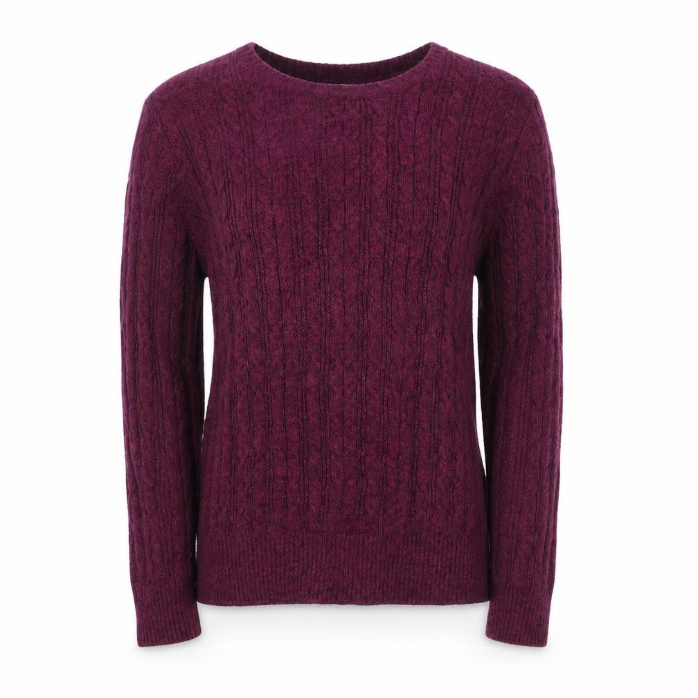 St. John's Bay Men's Purple Cable-Knit Cotton Jumper Size L