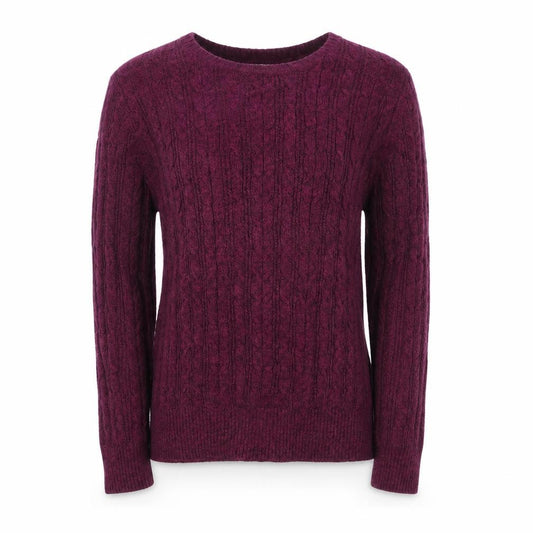 Front view of St. John's Bay Men's Purple Cable-Knit Cotton Jumper, size L