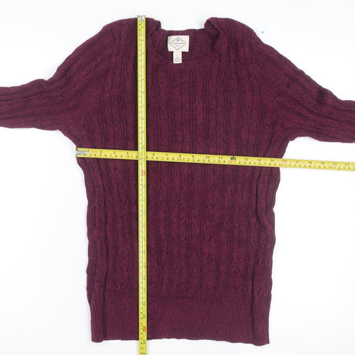 St. John's Bay Men's Purple Cable-Knit Cotton Jumper Size L