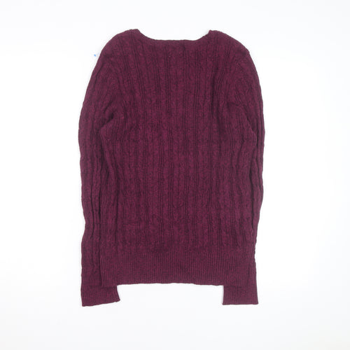 St. John's Bay Men's Purple Cable-Knit Cotton Jumper Size L