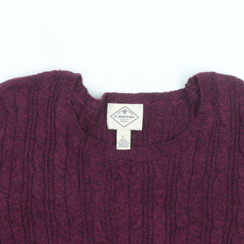 St. John's Bay Men's Purple Cable-Knit Cotton Jumper Size L