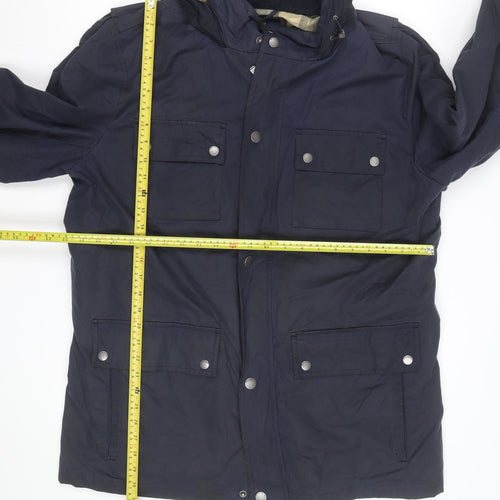Brooks Brothers Men's Blue Parka Jacket L Hooded Cotton Lined