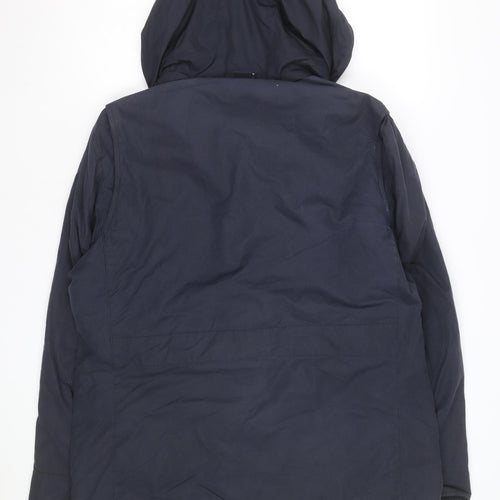 Brooks Brothers Men's Blue Parka Jacket L Hooded Cotton Lined